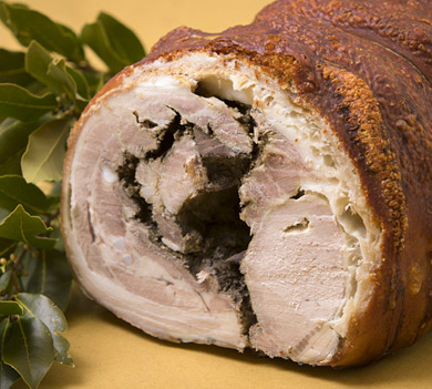 Cariani die porchetta umbrischen of bevagna Sandwich mit Schweinefleisch Straße Food Gourmet