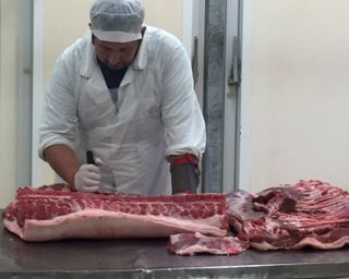 Cariani, Porchetta Umbra di Bevagna, produces high quality porchetta to sell to street vendors from his factory just outside of Bevagna, Umbria, Italy