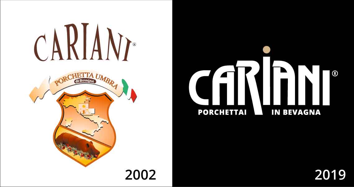 Nouveau logo et nouvelle identité de marque Cariani Porchetta Umbra di Bevagna Italie