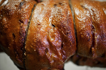 Der Porchetta aus Umbrien wurde vom Labor von Cariani in Bevagna zubereitet